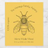 Custom Home Gebrouwen Honing Wijn Label Etiket (Enkel label)