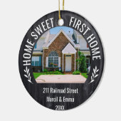 Custom Home Sweet First Home Kerstmis 2023 Keramisch Ornament (Links)
