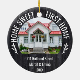 Custom Home Sweet First Home Kerstmis 2023 Keramisch Ornament