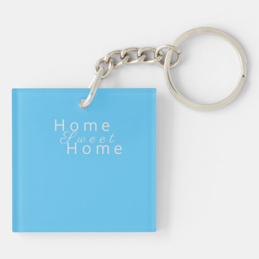 Custom "Home Sweet Home" Lichtblauw Sleutelhanger (Achterkant)