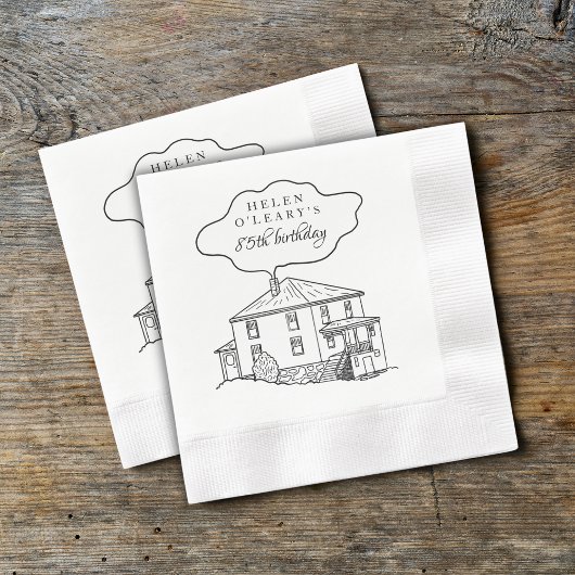 Custom Home Tekening Verjaardag Drop In Servet