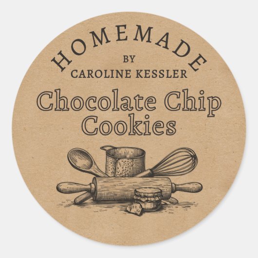 Custom Homemade Chocolate Chip Cookies Label Sheet (Voorkant)