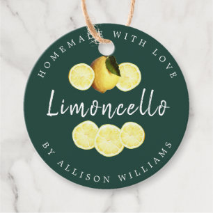 Custom Homemade Limoncello Dark Green Bedankjes Labels