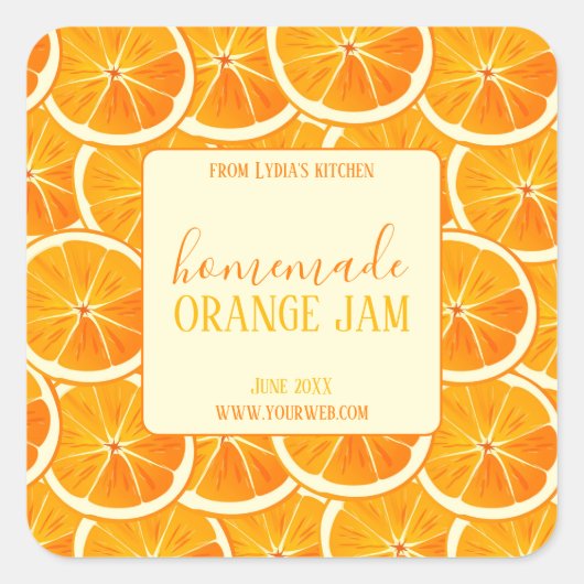 Custom Homemade Orange Jam Label (Voorkant)