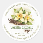 Custom Homemade Vanilla Extract Round Sticker (Voorkant)