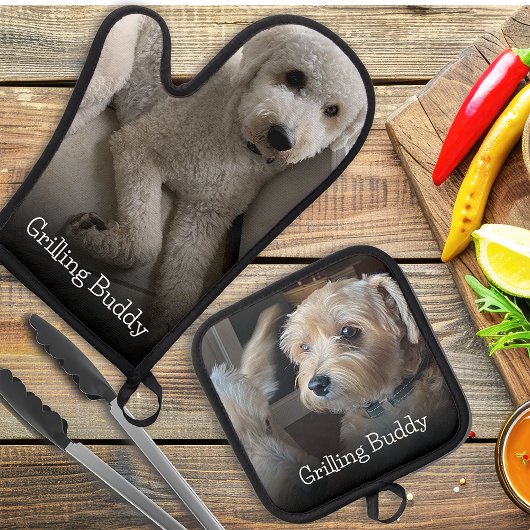 Custom Hond Foto Grilling Buddy Ovenwant & Pannenlap Set