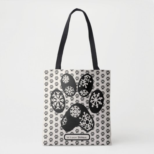 Custom HONDENRAS Christmas Paw Snowflake Snow Tote Bag (Voorkant)