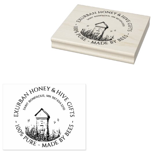 Custom Honey Apiary Stamp met Hive en Bijen Rubberstempel (Gestempeld)