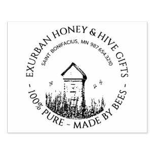 Custom Honey Apiary Stamp met Hive en Bijen Rubberstempel