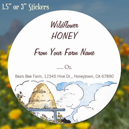 Custom Honey Happy Beehive  Art 3"-Sticker Ronde Sticker