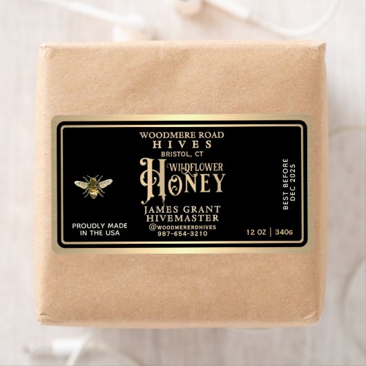 Custom Honey Hex Jar label voor 12oz hex potten (Insitu)