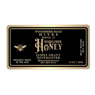Custom Honey Hex Jar label voor 12oz hex potten