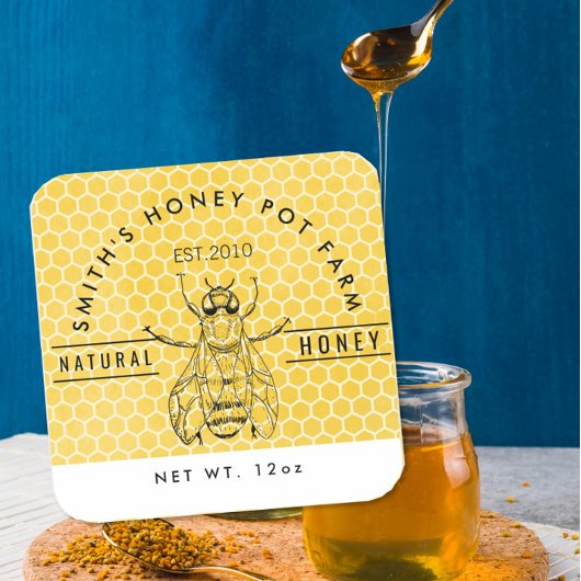 Custom Honey Jar Label | Beekeeper Farm Style