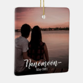 Custom Honeymoon Nanomoon Minimoon foto souvenir Keramisch Ornament (Rechts)