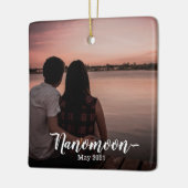 Custom Honeymoon Nanomoon Minimoon foto souvenir Keramisch Ornament (Links)