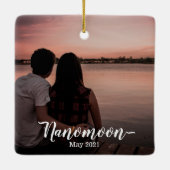 Custom Honeymoon Nanomoon Minimoon foto souvenir Keramisch Ornament (Achterkant)