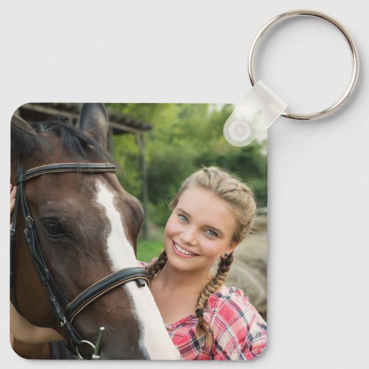 Custom Horse 5 Foto's Collage Equestrian Keepsake Sleutelhanger (Achterkant)