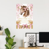 Custom Horse Design with Cherry Blossoms & Hay Poster (Thuiskantoor)