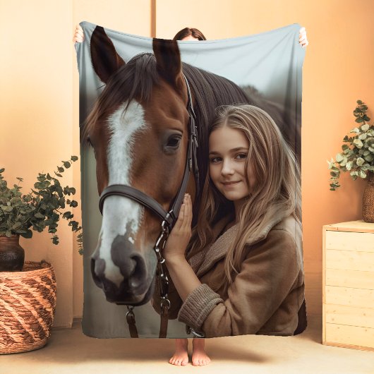 Custom Horse Lover Sherpa Blanket Equestrian Gift Deken