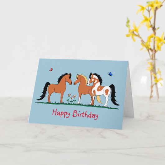 Custom Horse Pals Verjaardag Kaart (Gele Bloem)