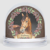 Custom Horse Photo Rustic Christmas Sneeuwbol (Voorkant)