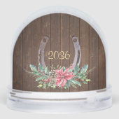 Custom Horse Photo Rustic Christmas Sneeuwbol (Achterkant)