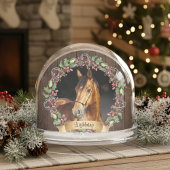 Custom Horse Photo Rustic Christmas Sneeuwbol