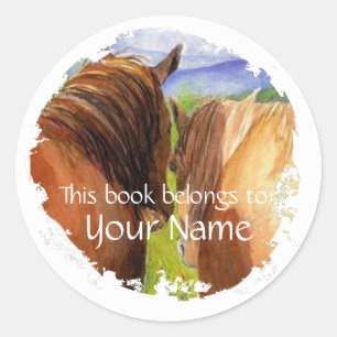 Custom Horse, Ruitersport, Boek Bord Ronde Sticker