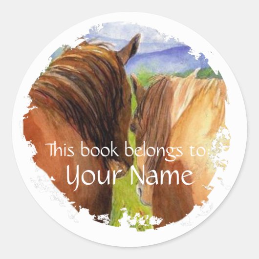 Custom Horse, Ruitersport, Boek Bord Ronde Sticker (Voorkant)