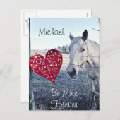 Custom HORSE Valentijn hart Feestdagenkaart (Voorkant / Achterkant)