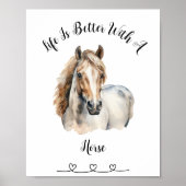 Custom Horse Waterverf Wall Art Poster (Voorkant)