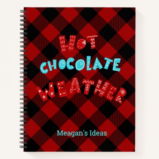 Custom Hot Chocolate Weer Red Buffalo Plaid Notitieboek (Voorkant)