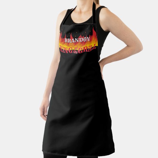 Custom Hot Flames Koning van de Grill Grillmaster Schort (Insitu)