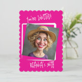 Custom Hot Pink 30e verjaardag Kaart (Staand voorkant)