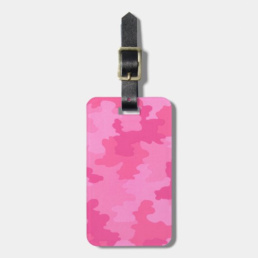 Custom Hot Pink Camouflage Bagagelabel (Voorkant verticaal)