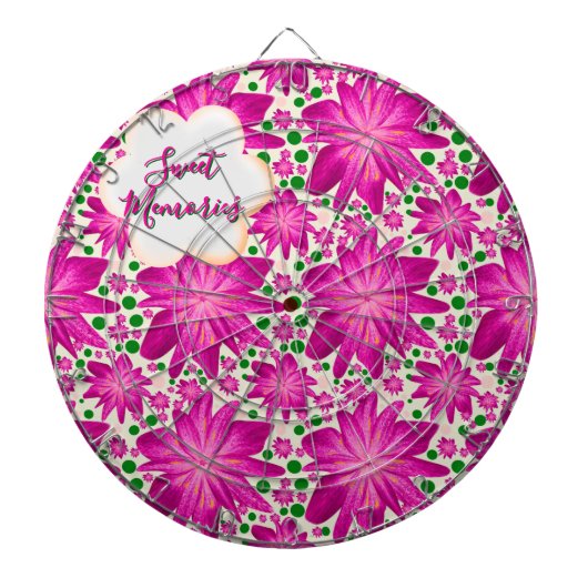 Custom Hot Pink Floral Seamless Pattern  Dartbord (Voorkant)