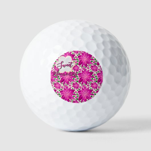 Custom Hot Pink Floral Seamless Pattern  Golfballen (Voorkant)