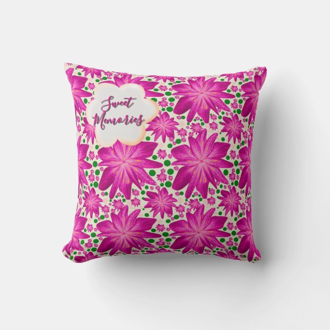 Custom Hot Pink Floral Seamless Pattern  Kussen (Voorkant)