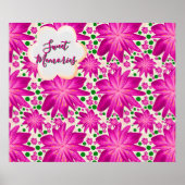 Custom Hot Pink Floral Seamless Pattern  Poster (Voorkant)