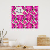 Custom Hot Pink Floral Seamless Pattern  Poster (Keuken)