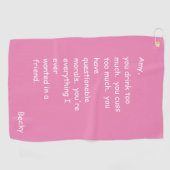Custom Hot Pink Grappig Vriend Golf Handdoek (Horizontaal)