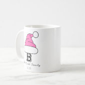 Custom Hot Pink Monogram Familie Kerstmis Koffiemok (Voorkant links)