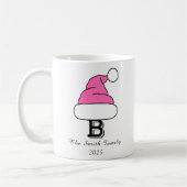 Custom Hot Pink Monogram Familie Kerstmis Koffiemok (Links)