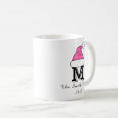 Custom Hot Pink Monogram Familie Kerstmis Koffiemok (Voorkant rechts)