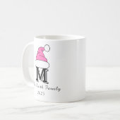 Custom Hot Pink Monogram Familie Kerstmis Koffiemok (Voorkant links)