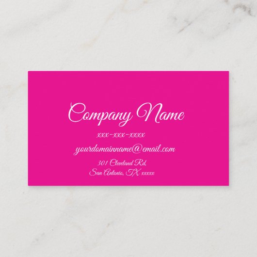 Custom Hot Pink Simple Visitekaartje (Achterkant)