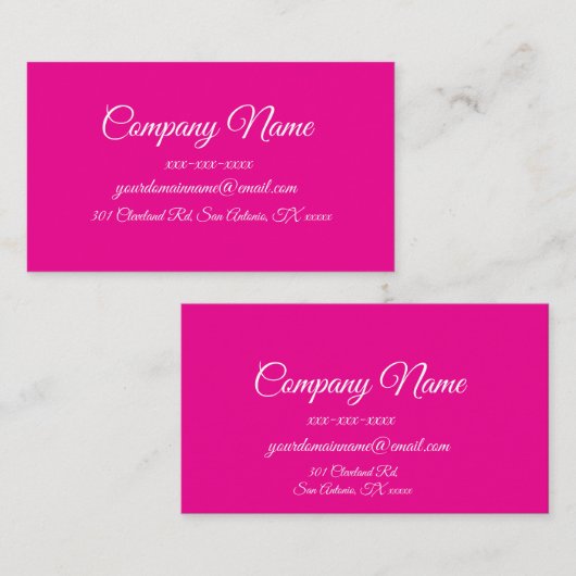 Custom Hot Pink Simple Visitekaartje (Voorkant / Achterkant)