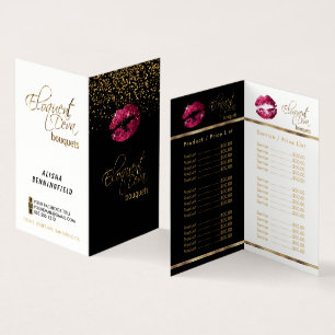 Custom Hot-roze & Gold Confetti Price & Service Visitekaartje