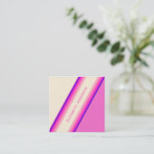 Custom Hot Roze Sinaasappel Retro Stripes 70s, 80s Vierkante Visitekaartje (Staand voorkant)
