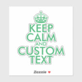 Custom houd rustig en draag groene vinyl sticker (Vel)